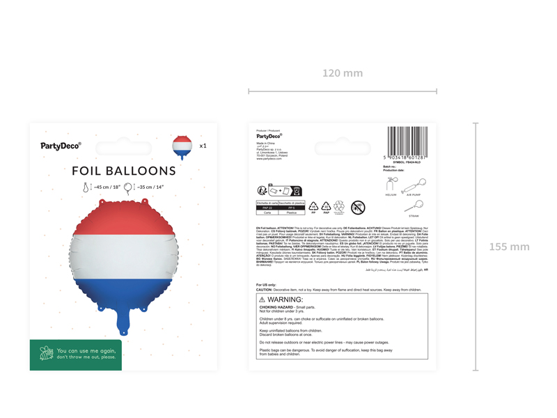 Balon foliowy Flaga Holandii, 35 cm, mix - obrazek 4