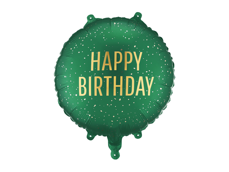 Balon foliowy pastylka ''Happy Birthday'', 35x35 cm, ciemnozielony