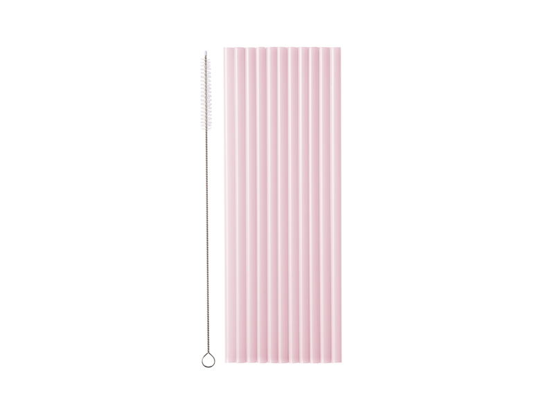 Słomki plastikowe, 23 cm, różowy (1 op. / 12 szt.)