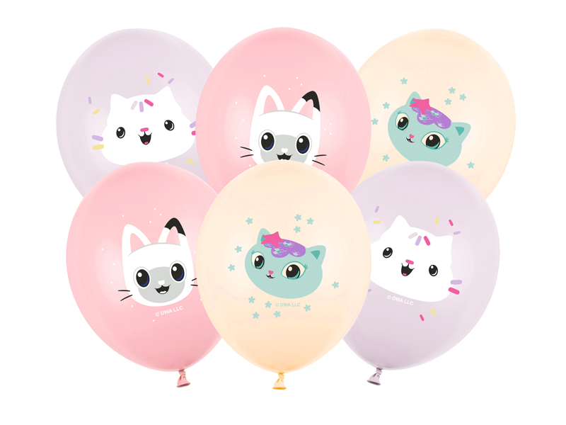 Balony 30 cm, Koci Domek Gabi, mix (1 op. / 6 szt.)