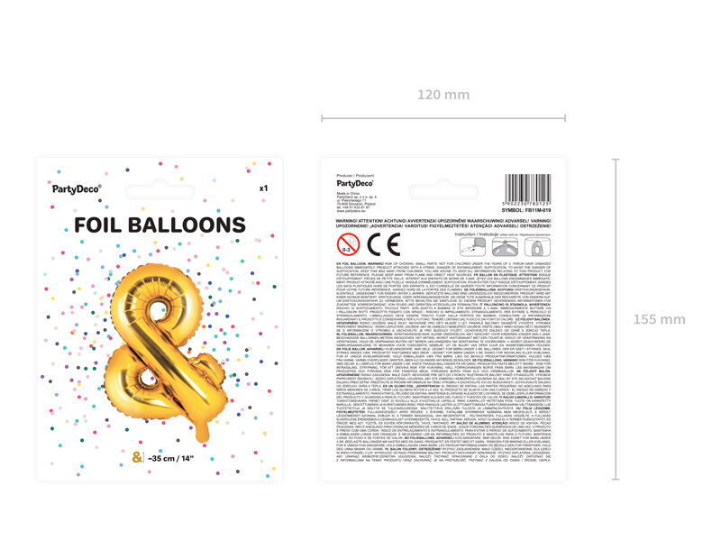 Balon foliowy &, 35cm, złoty - obrazek 3