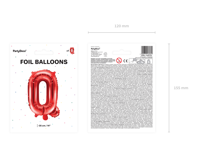 Balon foliowy Litera ''Q'', 35cm, czerwony - obrazek 5