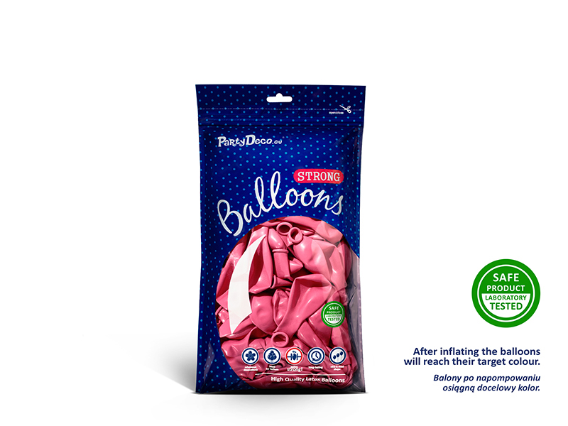 Balony Strong 12cm, Metallic Hot Pink (1 op. / 100 szt.) - obrazek 2