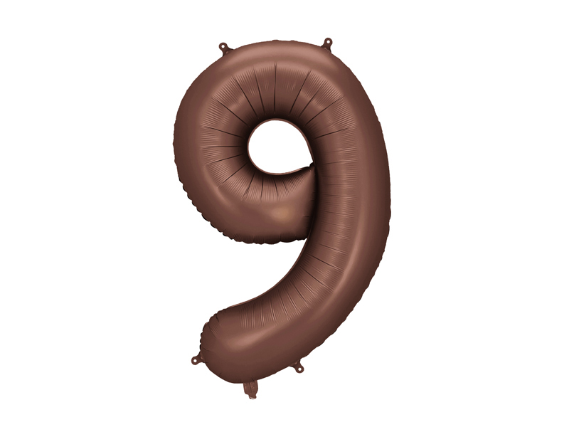 Balon foliowy Cyfra '9', 86cm, mocca