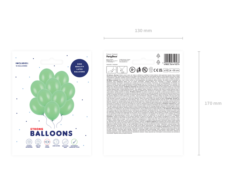 Balony Strong 30cm, Pastel Bright Green (1 op. / 10 szt.) - obrazek 2