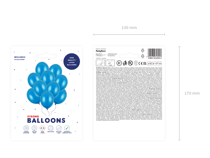 Balony Strong 27cm, Metallic Caribb. Blue (1 op. / 10 szt.) - obrazek 2