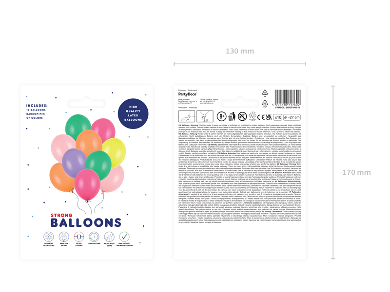 Balony Strong 27cm, Pastel Mix (1 op. / 10 szt.) - obrazek 2