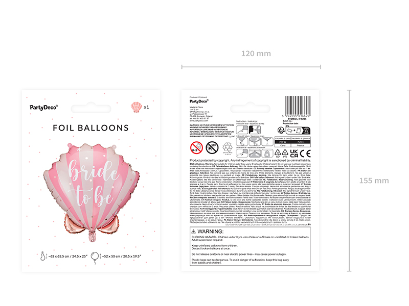Balon foliowy Muszelka Bride to be, 52x50 cm, mix - obrazek 7
