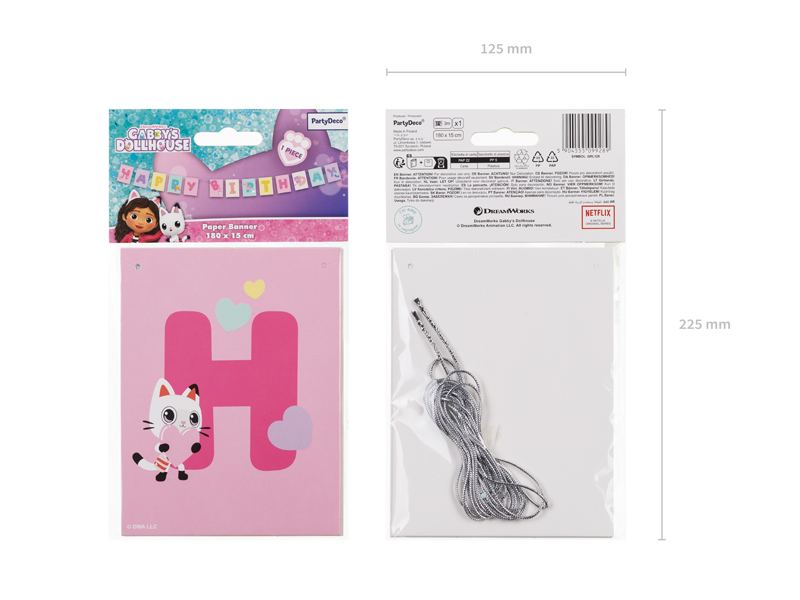 Baner Happy Birthday Koci Domek Gabi, 180 x 15 cm, mix - obrazek 6