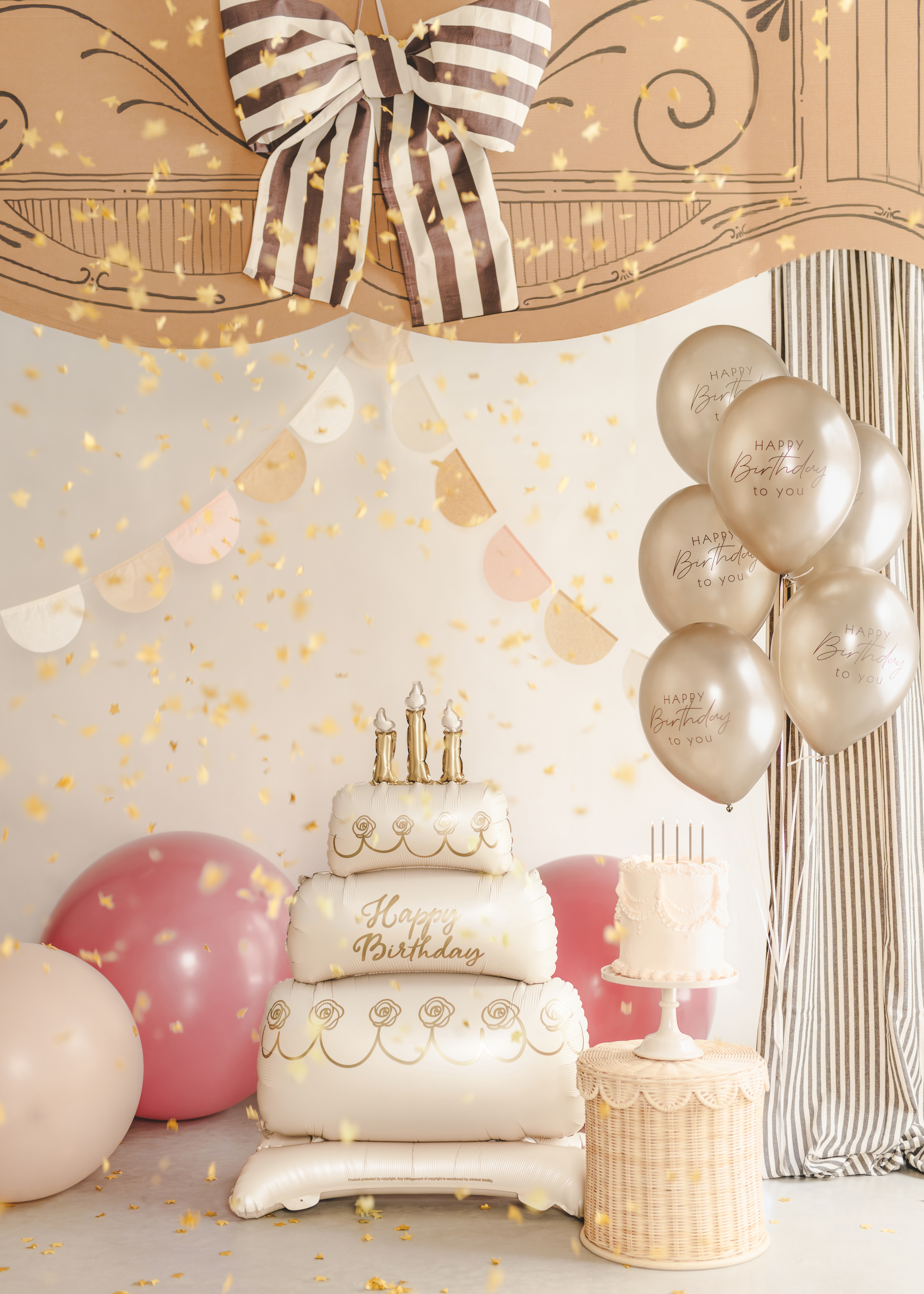 Balony 30 cm, Happy Birthday, Metallic Cold Gold (1 op. / 6 szt.) - obrazek 2