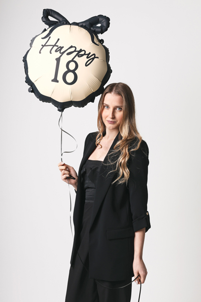 Balon foliowy pastylka Happy ''18'', 47.5x45 cm, mix - obrazek 3