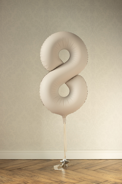 Balon foliowy Cyfra '8', 86cm, jasny beż - obrazek 3