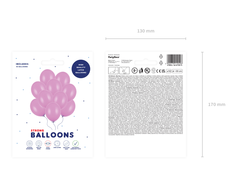 Balony Strong 30cm, Pastel Fuchsia (1 op. / 10 szt.) - obrazek 4
