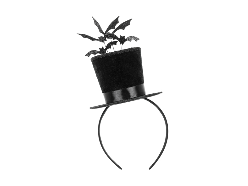 Opaska Cylinder z Nietoperzami, 19x26 cm, czarny