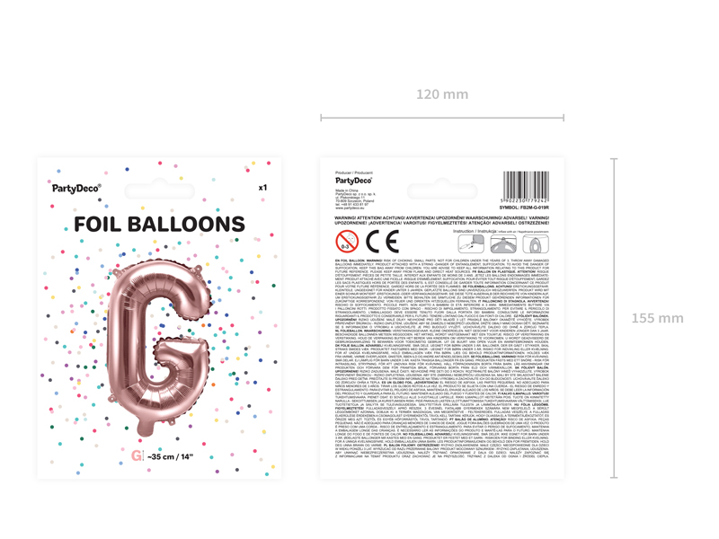 Balon foliowy Litera ''G'', 35cm, różowe złoto - obrazek 4