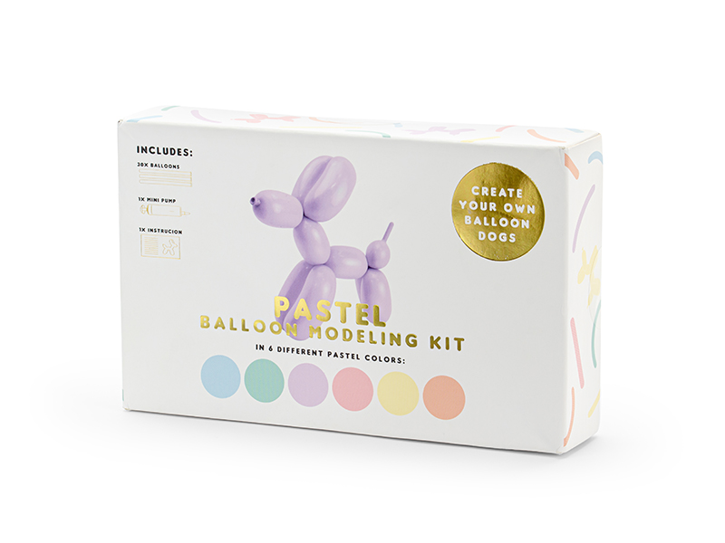 Balony modeliny pastelowe 130cm z pompką, mix (1 op. / 30 szt.) - obrazek 7