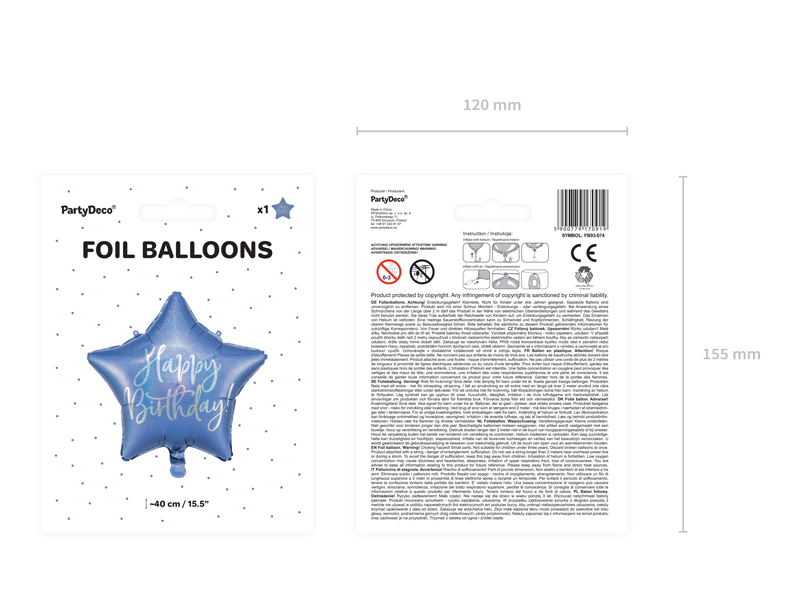 Balon foliowy Happy Birthday, 40cm, granat - obrazek 4