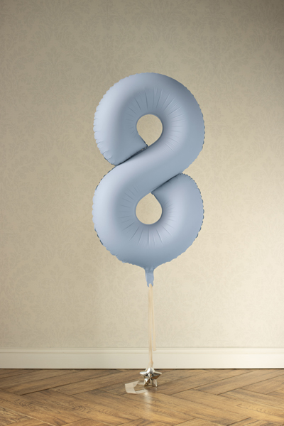 Balon foliowy Cyfra '8', 86cm, mglisty niebieski - obrazek 3