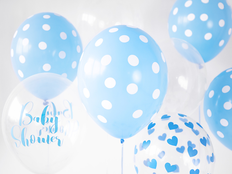 Balony 30cm, Kropki, Pastel Baby Blue (1 op. / 50 szt.) - obrazek 2
