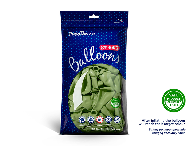 Balony Strong 27 cm, Pastel Rosemary Green (1 op. / 100 szt.) - obrazek 7