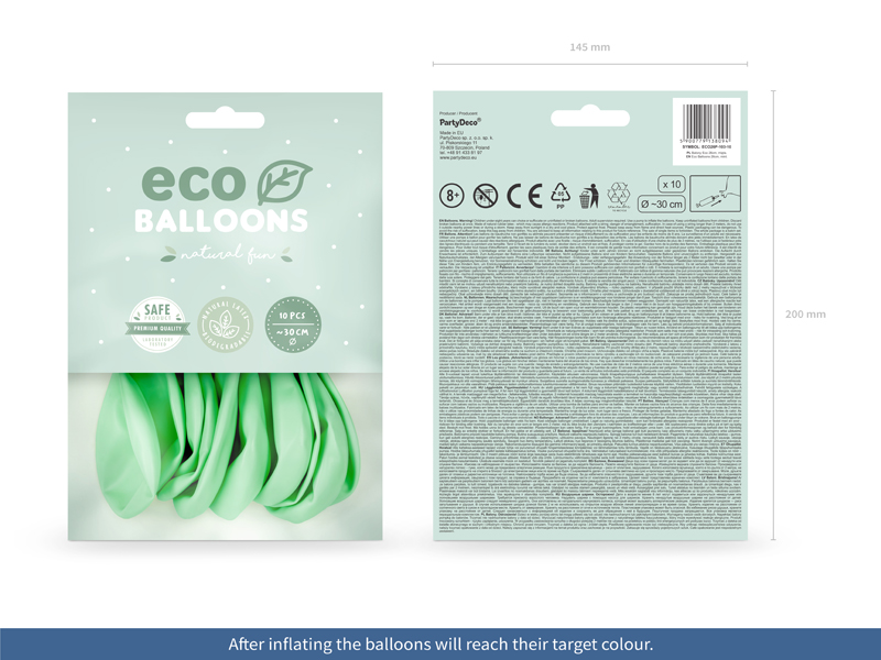 Balony Eco 26cm pastelowe, mięta (1 op. / 10 szt.) - obrazek 3