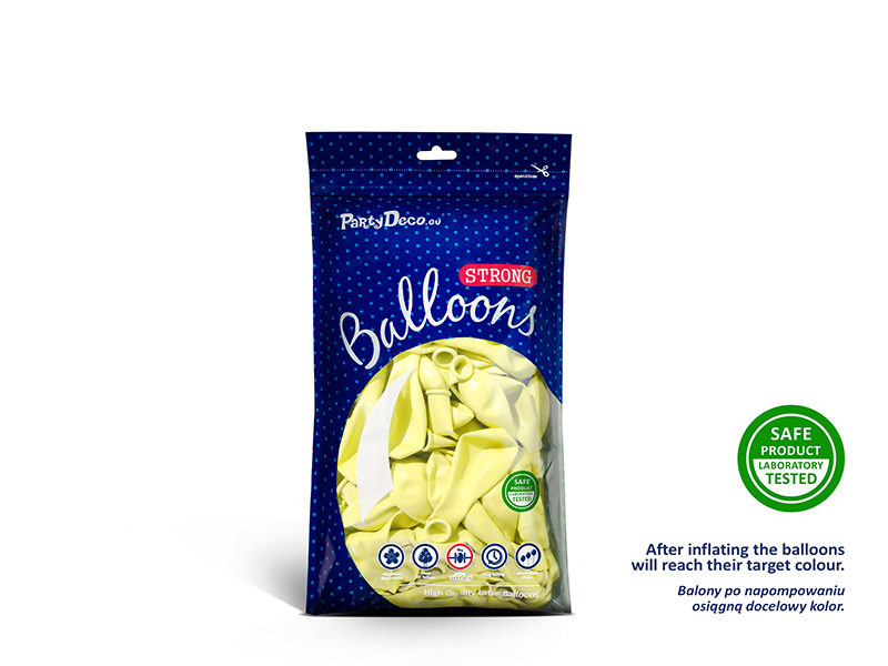 Balony Strong 12cm, Pastel Light Yellow (1 op. / 100 szt.) - obrazek 4