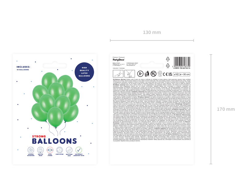 Balony Strong 30cm, Metallic Bright Green (1 op. / 10 szt.) - obrazek 2