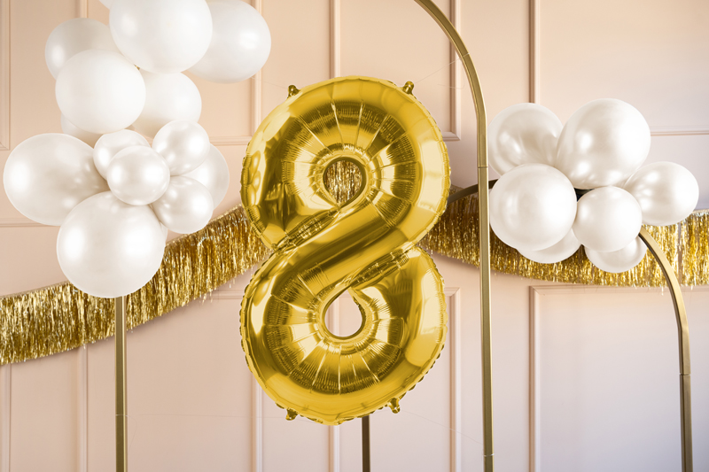 Balon foliowy Cyfra ''8'', 72cm, jasny złoty - obrazek 2