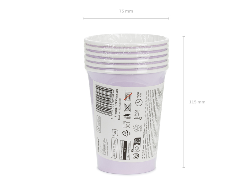 Kubeczki papierowe, lawenda, 250ml (1 op. / 6 szt.) - obrazek 6