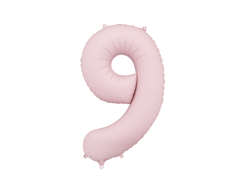 Balon foliowy Cyfra '9', 86cm, jasny różowy