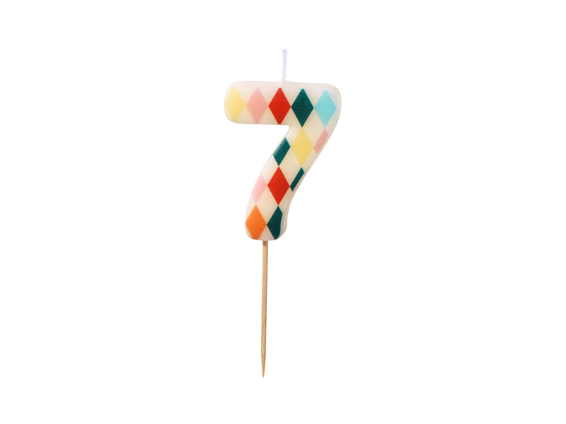 Świeczka urodzinowa Cyfra 7 Romby, 5,5 cm, mix
