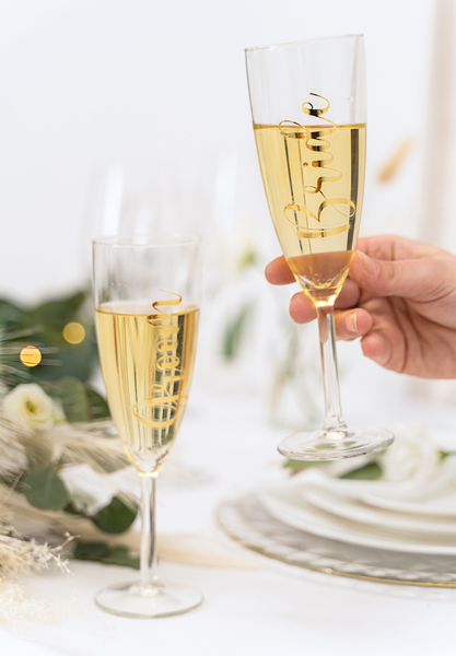 Naklejki na kieliszki ''Bride & Groom'', złoty (1 op. / 2 szt.) - obrazek 6