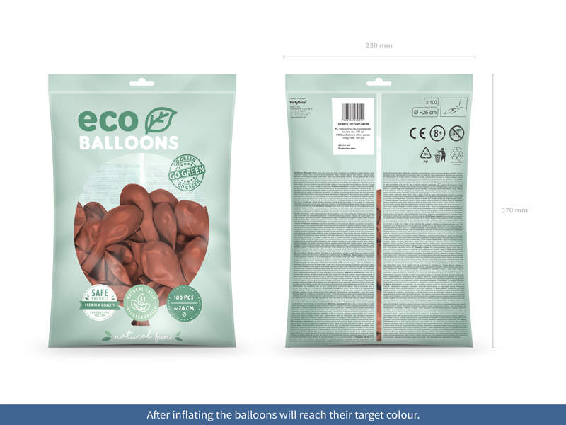 Balony Eco 26cm pastelowe, brudny róż (1 op. / 100 szt.) - obrazek 2