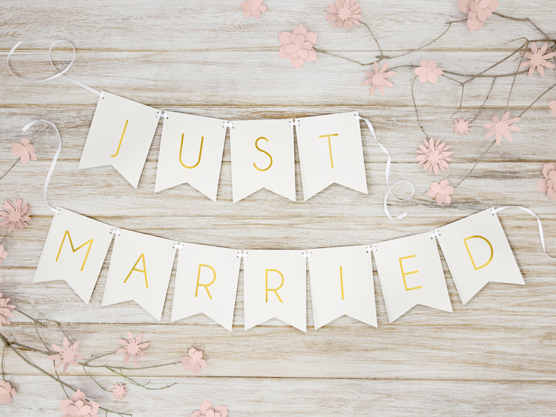 Baner Just Married, biały, 15 x 155 cm - obrazek 6