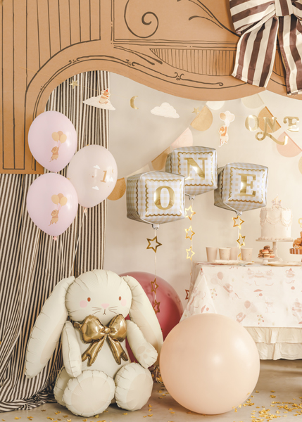 Balony 30 cm, Myszki z cyferką 1, Pale Pink (1 op. / 6 szt.) - obrazek 3