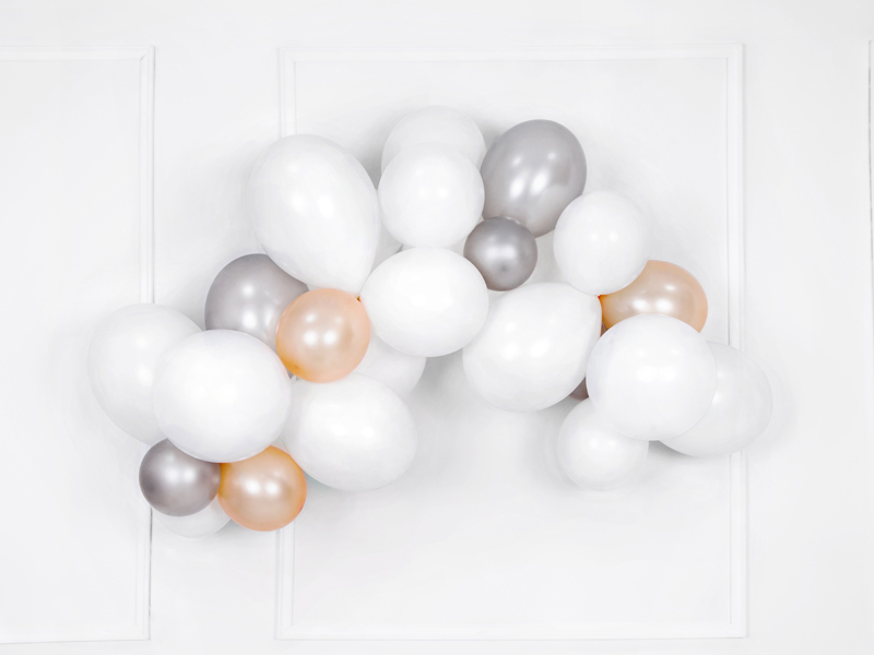 Balony Strong 12cm, Metallic Silver Snow (1 op. / 100 szt.) - obrazek 2