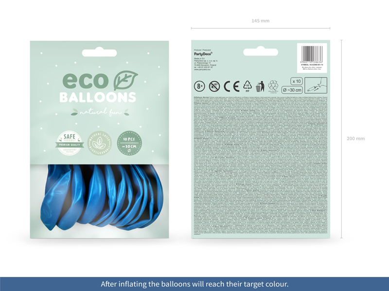 Balony Eco 26cm metalizowane, niebieski (1 op. / 10 szt.) - obrazek 2