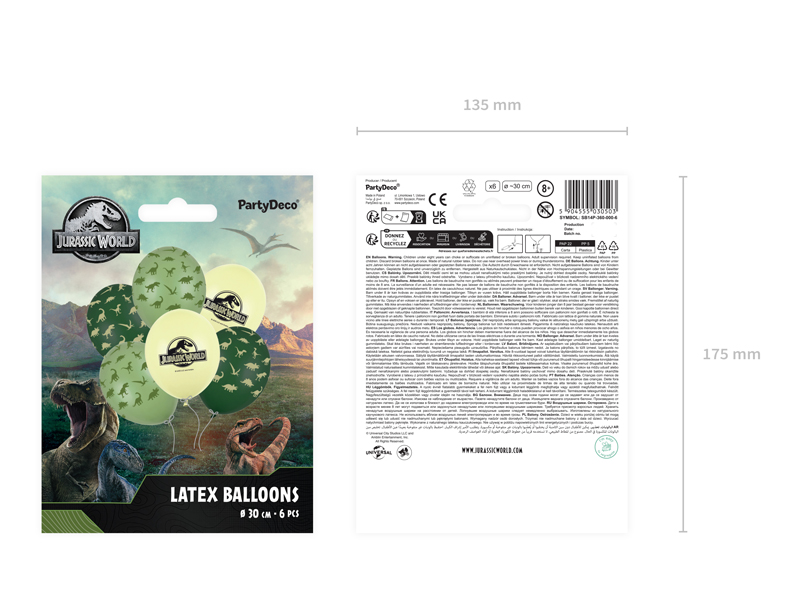 Balony 30 cm, Jurassic World, mix (1 op. / 6 szt.) - obrazek 3
