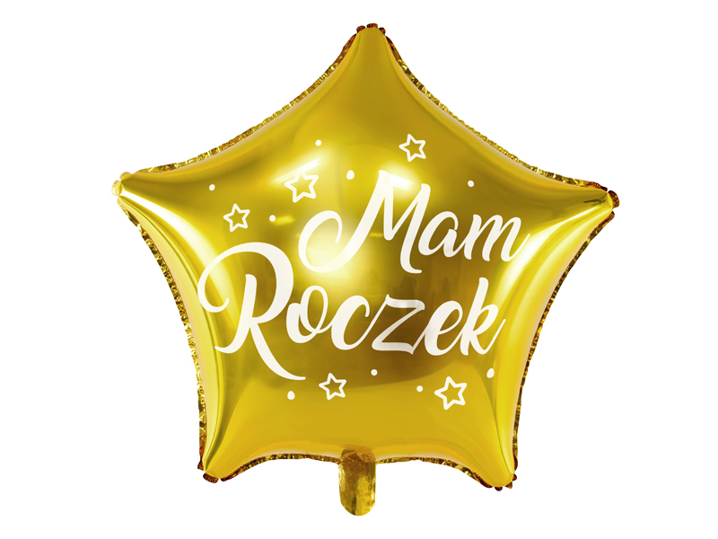 Balon foliowy Gwiazdka - Mam Roczek, 40cm, złoty
