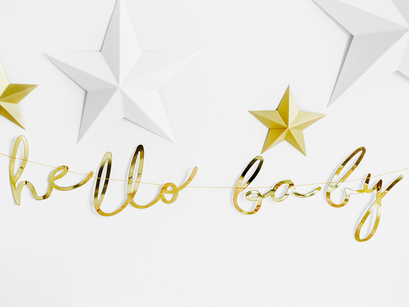 Baner Little Star - Hello Baby, złoty, 18x70cm - obrazek 5
