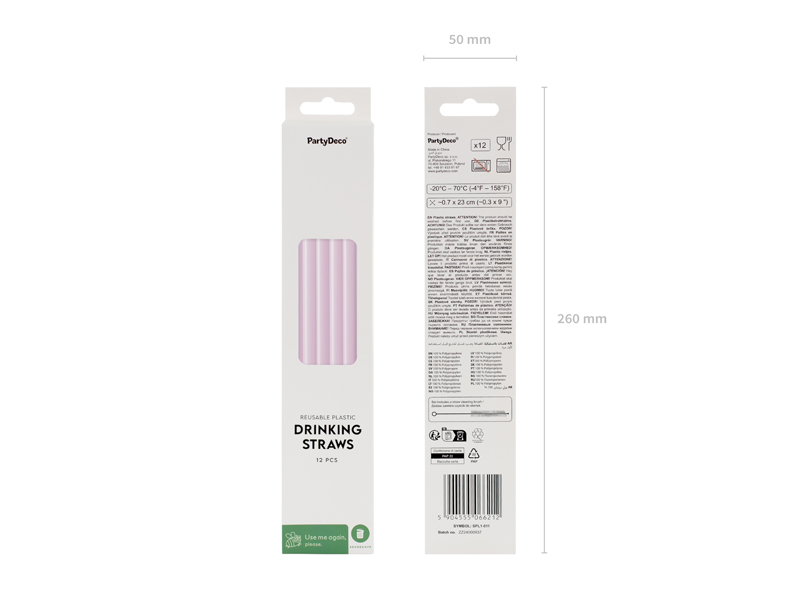 Słomki plastikowe, 23 cm, fioletowy (1 op. / 12 szt.) - obrazek 7