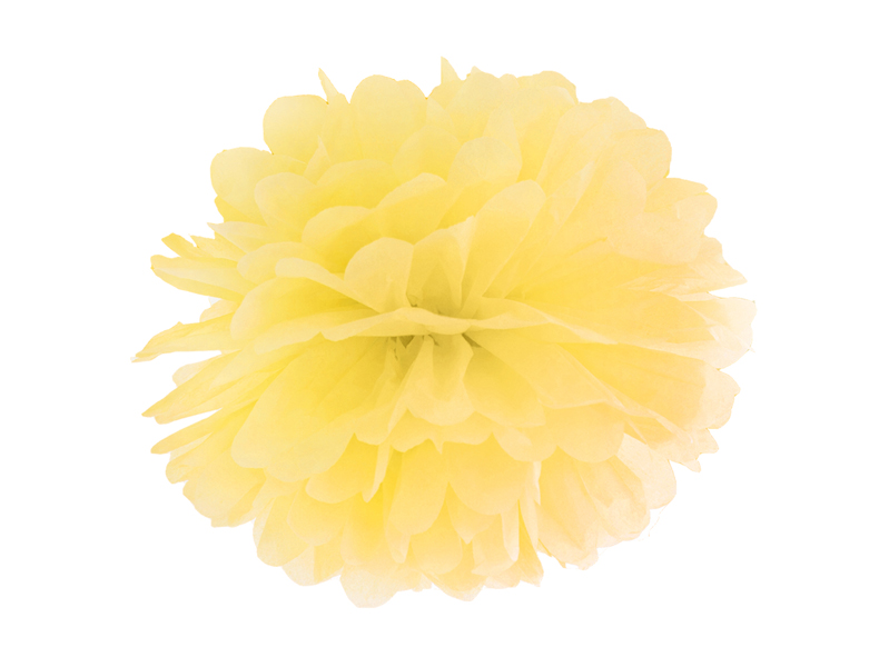 Pompon bibułowy, żółty, 25cm