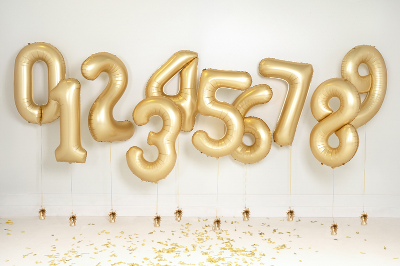 Balon foliowy Cyfra '6', 86cm, złoty - obrazek 3