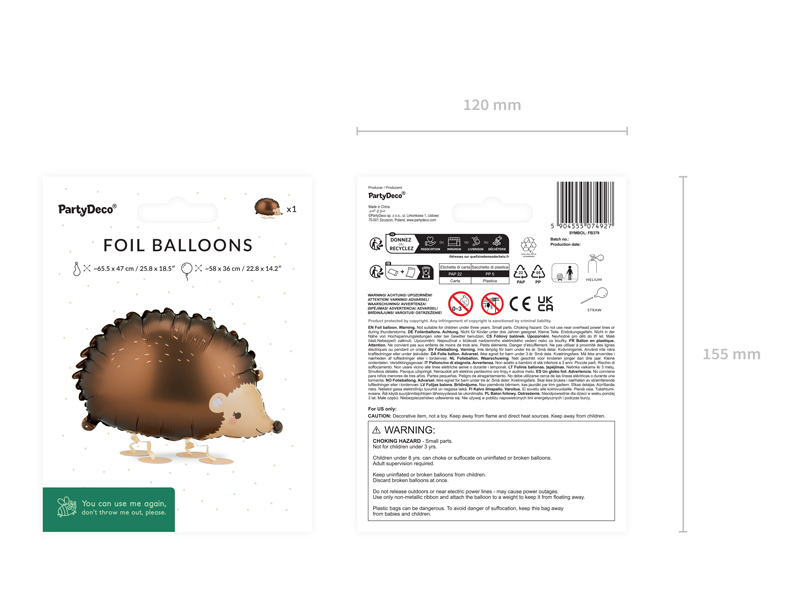 Balon foliowy Jeż, 58x36 cm, mix - obrazek 3