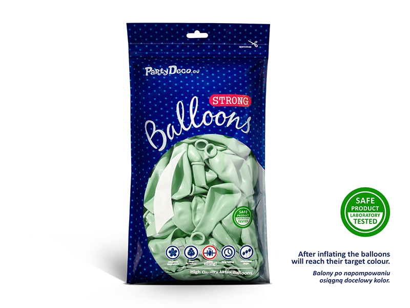 Balony Strong 27cm, Pastel Pistachio (1 op. / 50 szt.) - obrazek 6