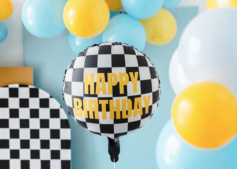 Balon foliowy Szachownica ''Happy Birthday'', 45 cm, mix - obrazek 2