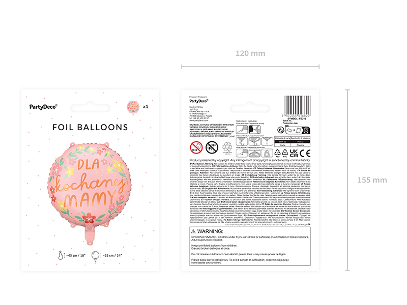 Balon foliowy ''Dla kochanej mamy'', 45 cm, mix - obrazek 7