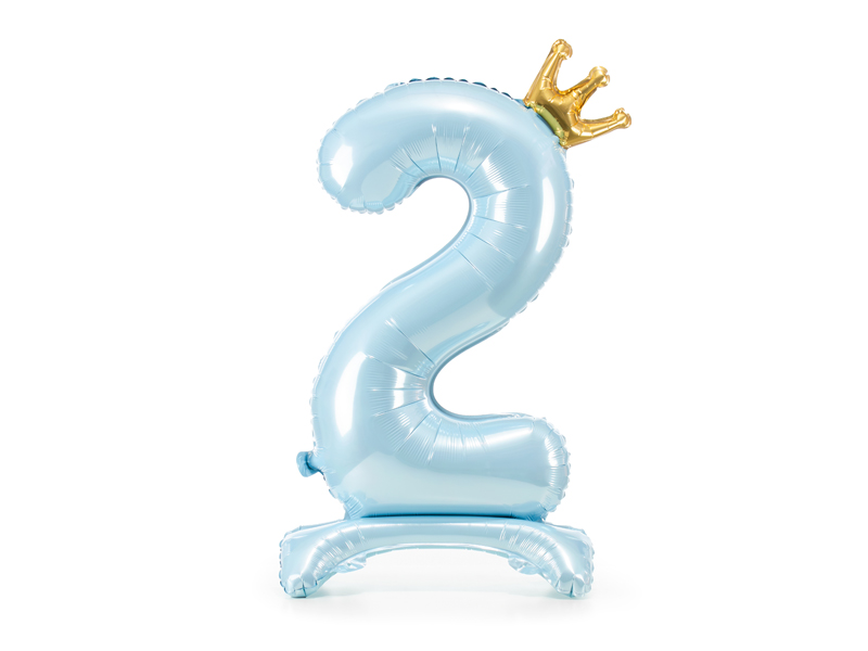 Stojący balon foliowy cyfra ''2'', 84 cm, błękit
