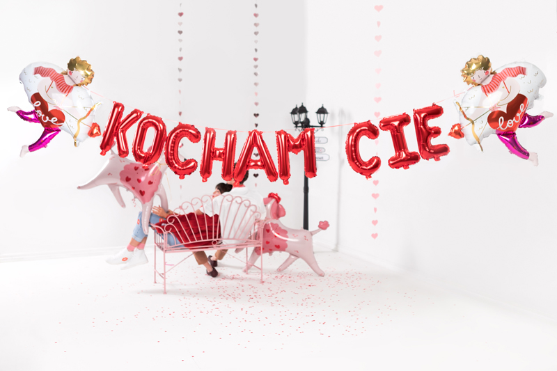 Balon foliowy Kocham Cię, 285x40 cm, czerwony - obrazek 2