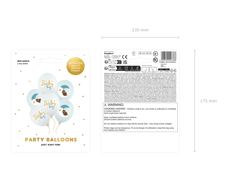 Balony 30 cm, Baby boy, mix (1 op. / 6 szt.) - obrazek 3